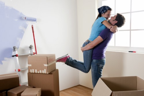 Packed moving boxes ready for removals in Stockwell