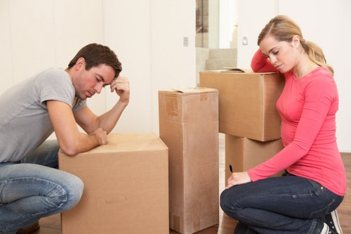 Packed boxes and furniture prepared for loading